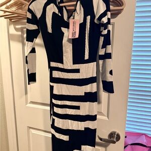 Black & White Geometric Midi Sweater Dress